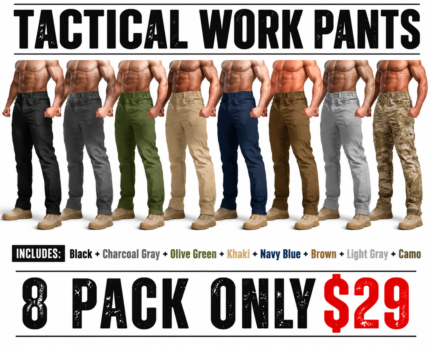 Tactical Work Pants Lightweight Multi-Pocket Water Resistant Cargo Pants Ripstop Hiking Military Construction Outdoor Pants 10 Pockets