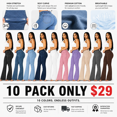2026 Women's Back Shirred Button Front Jeans High Waist Pants with Pockets/High Waist Button Front Shirred Jeans