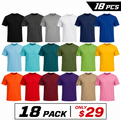 18-Pack 100% Cotton T-Shirts (Unisex)