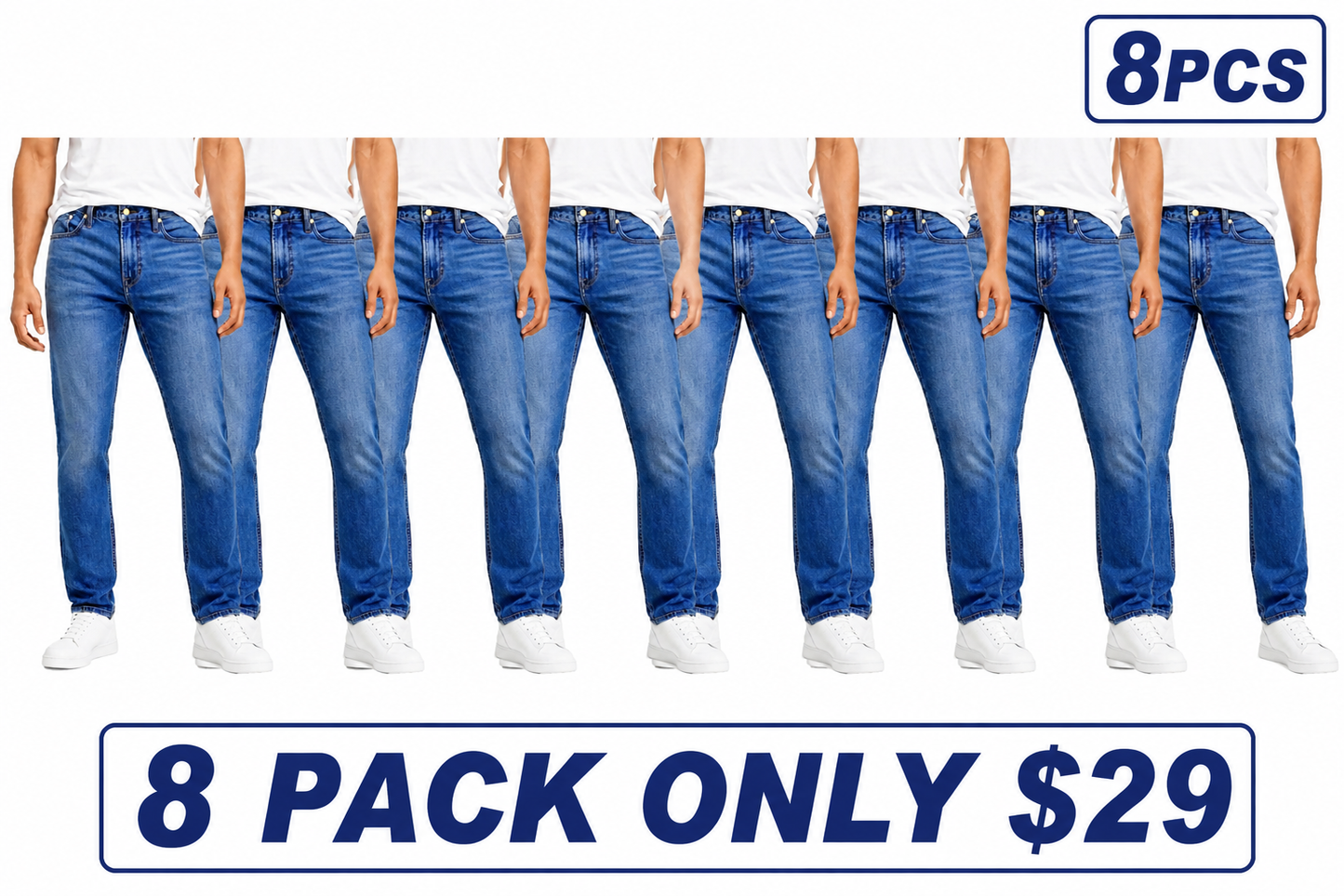 Men's 8-Pack Flex Stretch Slim Straight Jeans