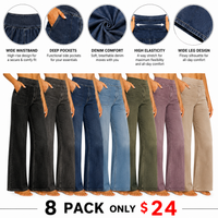🔥Denim Fabric Material – 8-pack-Black + Charcoal Gray + Dark Blue + Light Blue + Olive Green + Mauve Purple + Khaki + Beige