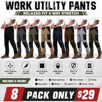 8 PACK ONLY $29-Black + Charcoal Gray + Olive Green + Khaki + Navy Blue + Brown + Light Gray + Camo