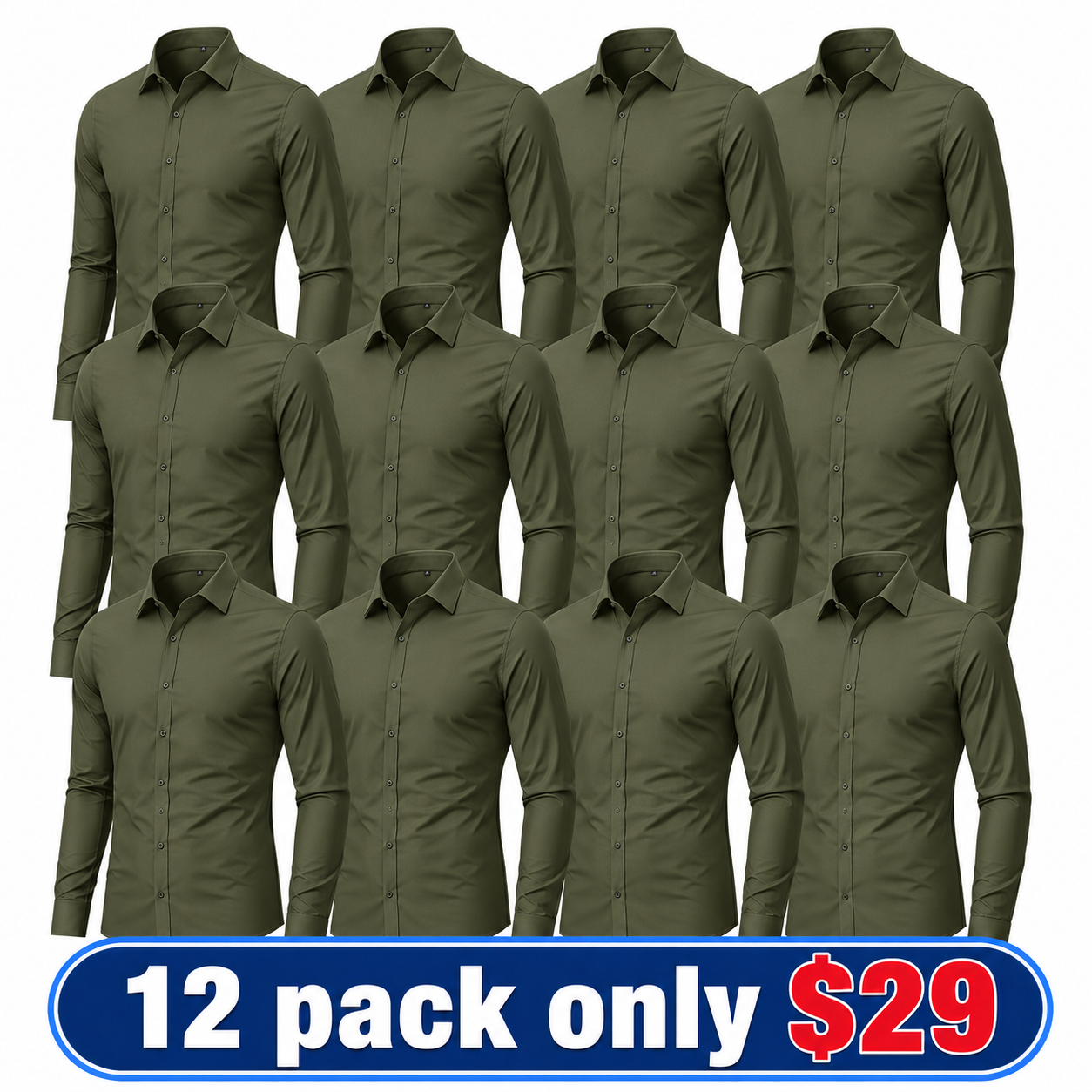 Men's Stretch Dress Shirt – Slim-Fit, Muscle-Contouring, Non-Iron Button-Down